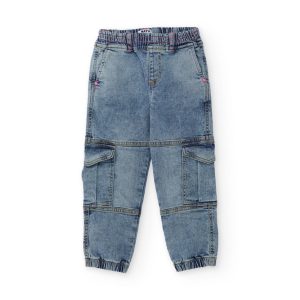 Pantalones de niña de plana y denim diseño cargo