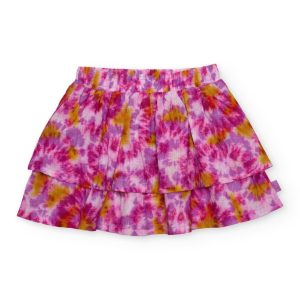 Falda de niña de plana con estampado tie-dye
