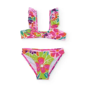 Bikini de niña de punto con volantes en tirantes