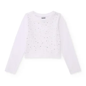 Camiseta de niña de punto con aplicaciones brillantes