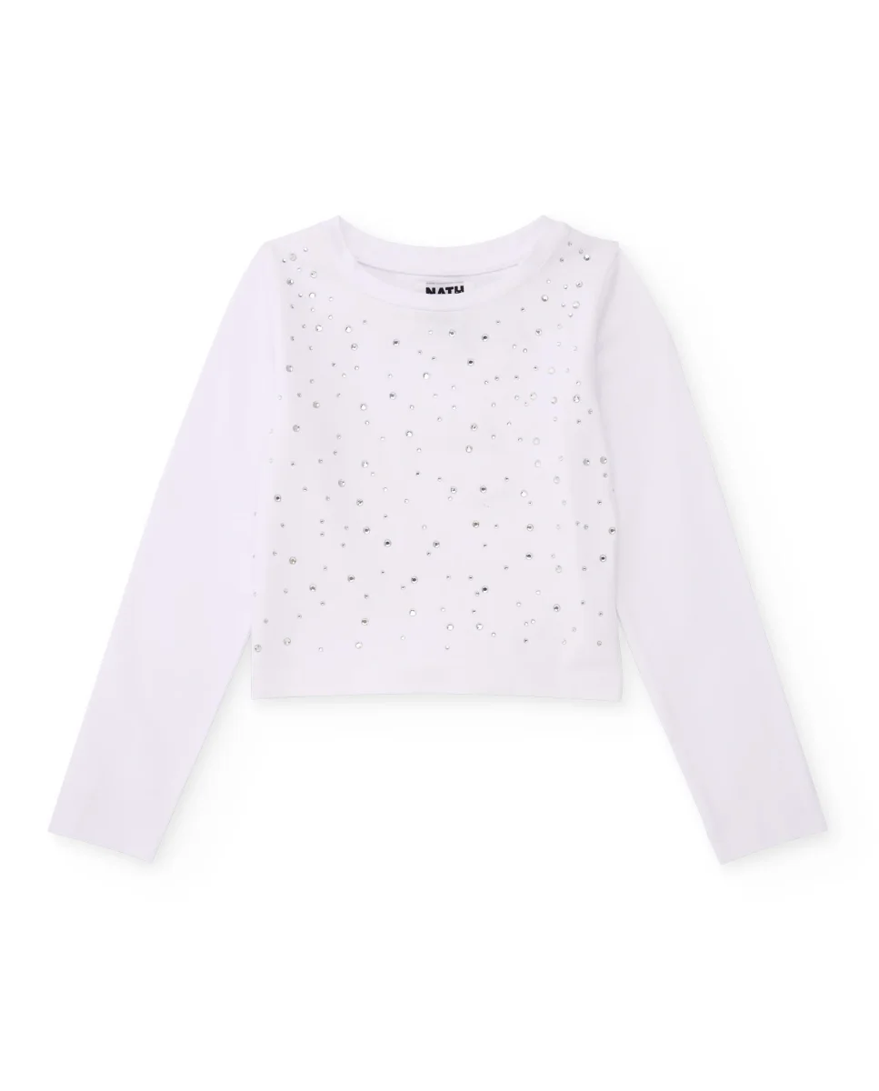 Camiseta de niña de punto con aplicaciones brillantes
