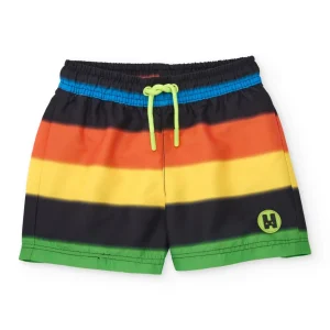 Bañador de niño de plana con franjas multicolor
