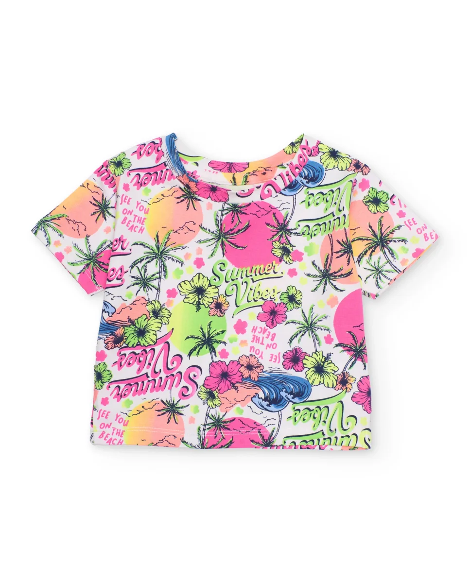 Camiseta de niña de punto con estampado veraniego - Imagen 3