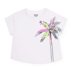Camiseta de niña de punto con palmera lateral