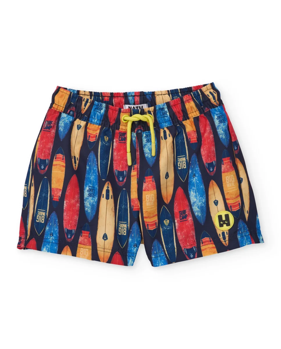 Bañador de niño de plana con tablas de surf