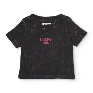 Camiseta de niña de punto con efecto lavado