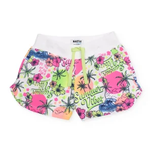 Short de niña de punto con estampado tropical