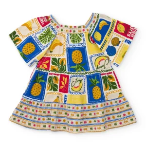 Vestido de niña de punto con escote elástico