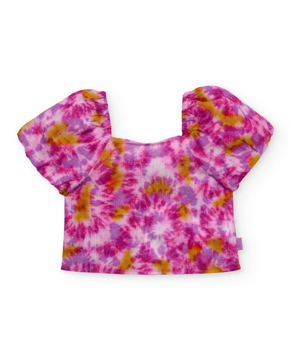Blusa de niña de plana con diseño tie-dye