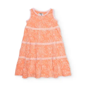 Vestido de niña de punto con franjas decorativas