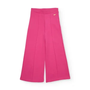 Pantalones de niña de punto con costuras decorativas
