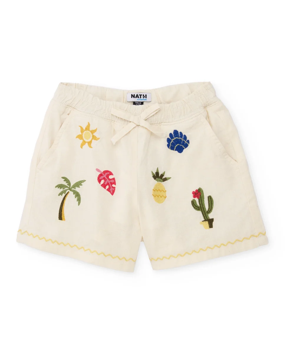 Short de niña de plana con motivos bordados - Imagen 2