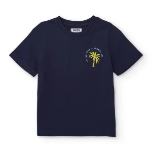 Camiseta de niño de punto con detalle de palmera