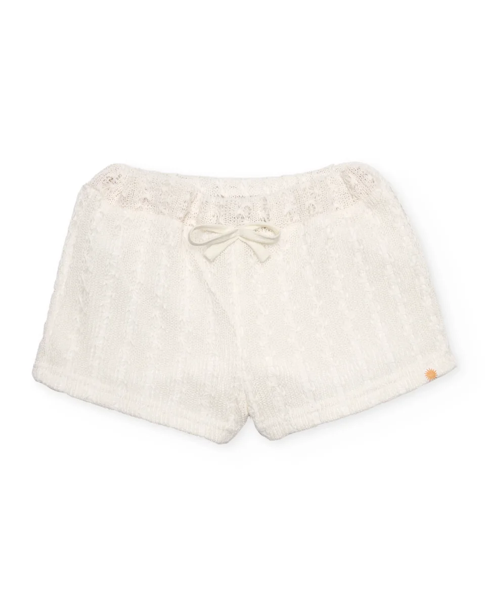 Short de niña de punto y tejido calado - Imagen 2