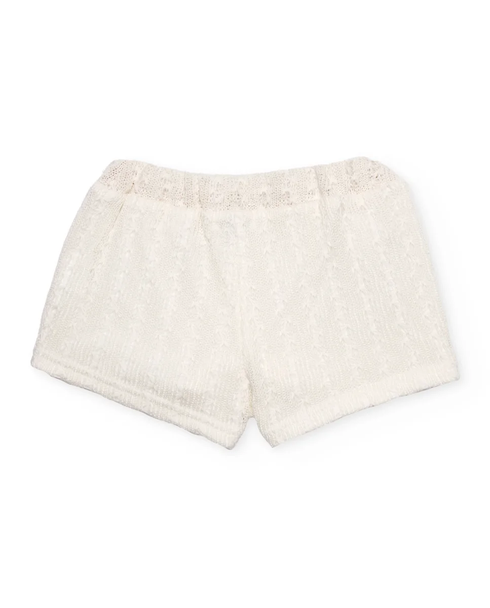 Short de niña de punto y tejido calado - Imagen 3
