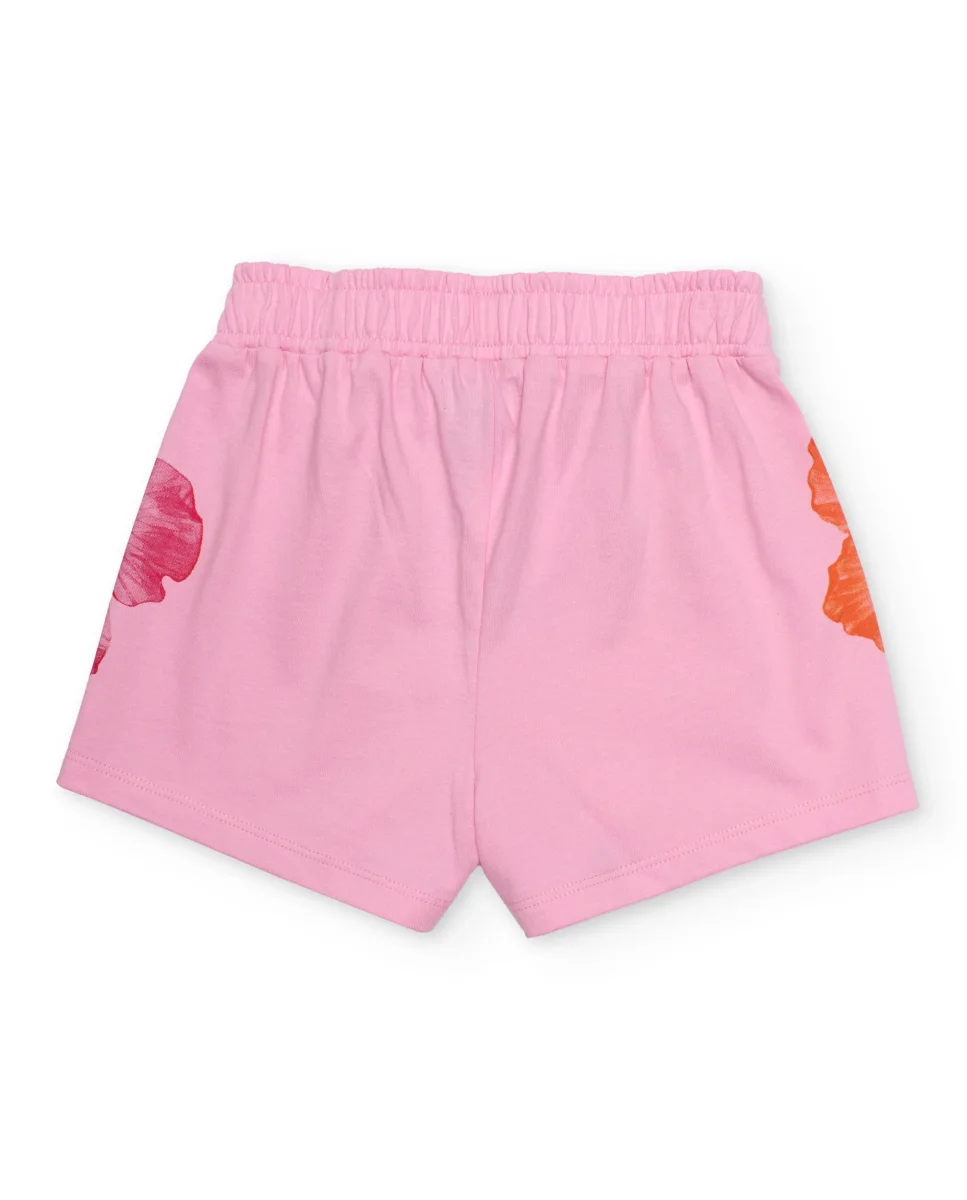 Short de niña de punto con diseño de hibiscos - Imagen 3