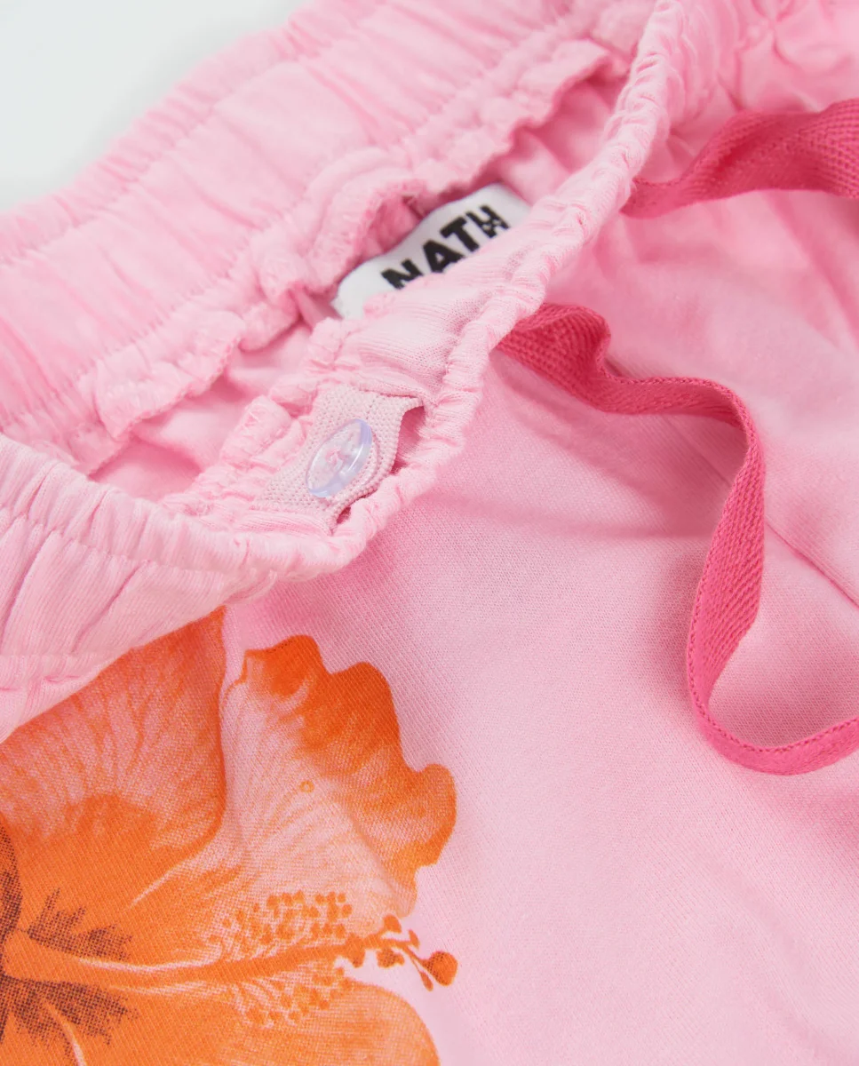 Short de niña de punto con diseño de hibiscos - Imagen 4