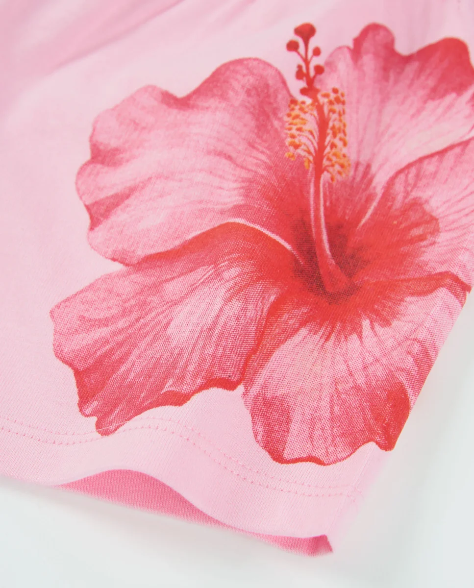 Short de niña de punto con diseño de hibiscos - Imagen 5