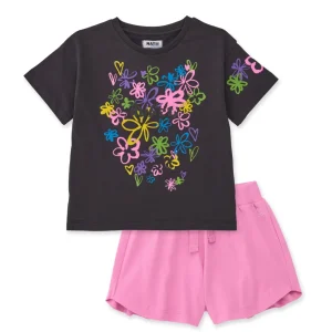Conjunto de niña de punto con estampado de flores