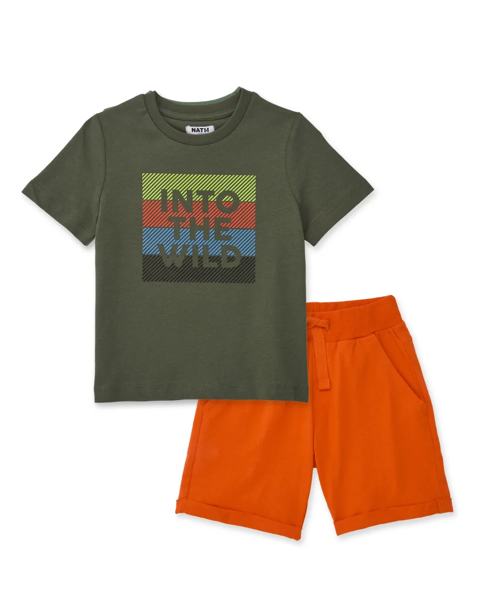 Conjunto de niño de punto con mensaje gráfico