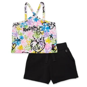 Conjunto de niña de punto con estampado grafiti