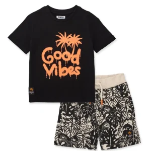 Conjunto de niño de punto con efecto pintura