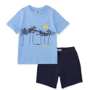 Conjunto de niño de punto con estampado tropical