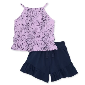 Conjunto de niña de punto con estampado moteado