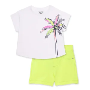 Conjunto de niña de punto con palmera en el lateral