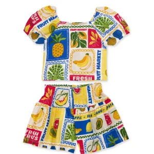 Conjunto de niña de punto con mangas abullonadas