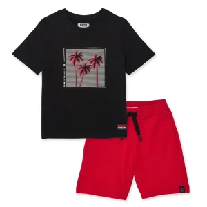 Conjunto de niño de punto con diseño de palmeras