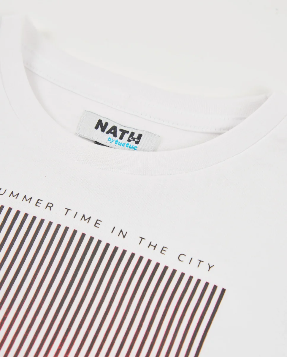 Camiseta de niño de punto y estampado con contraste - Imagen 5
