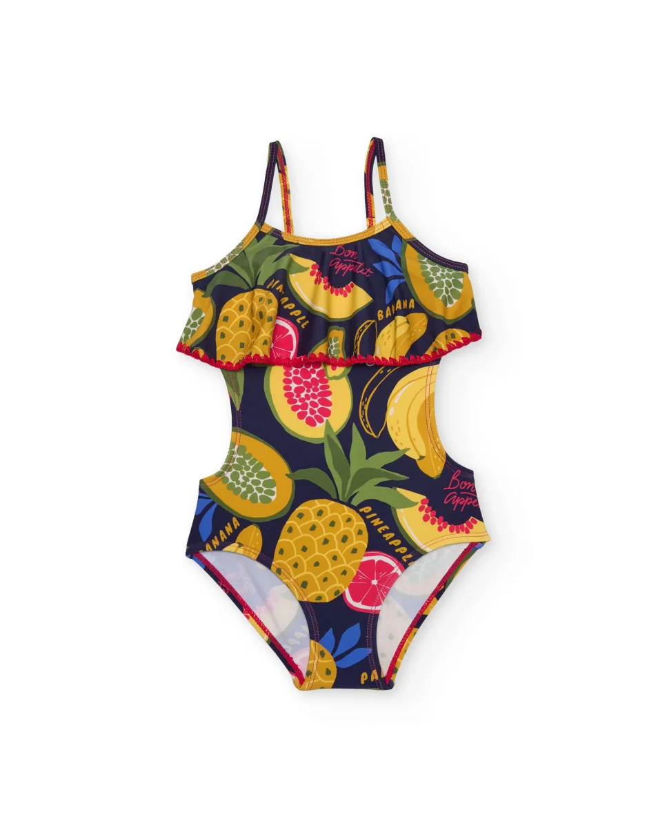 Bañador de niña de punto con volante frontal - Imagen 2