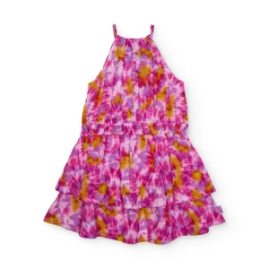 Vestido de niña de plana con diseño tie-dye