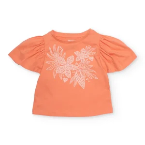 Camiseta de niña de punto con estampado floral