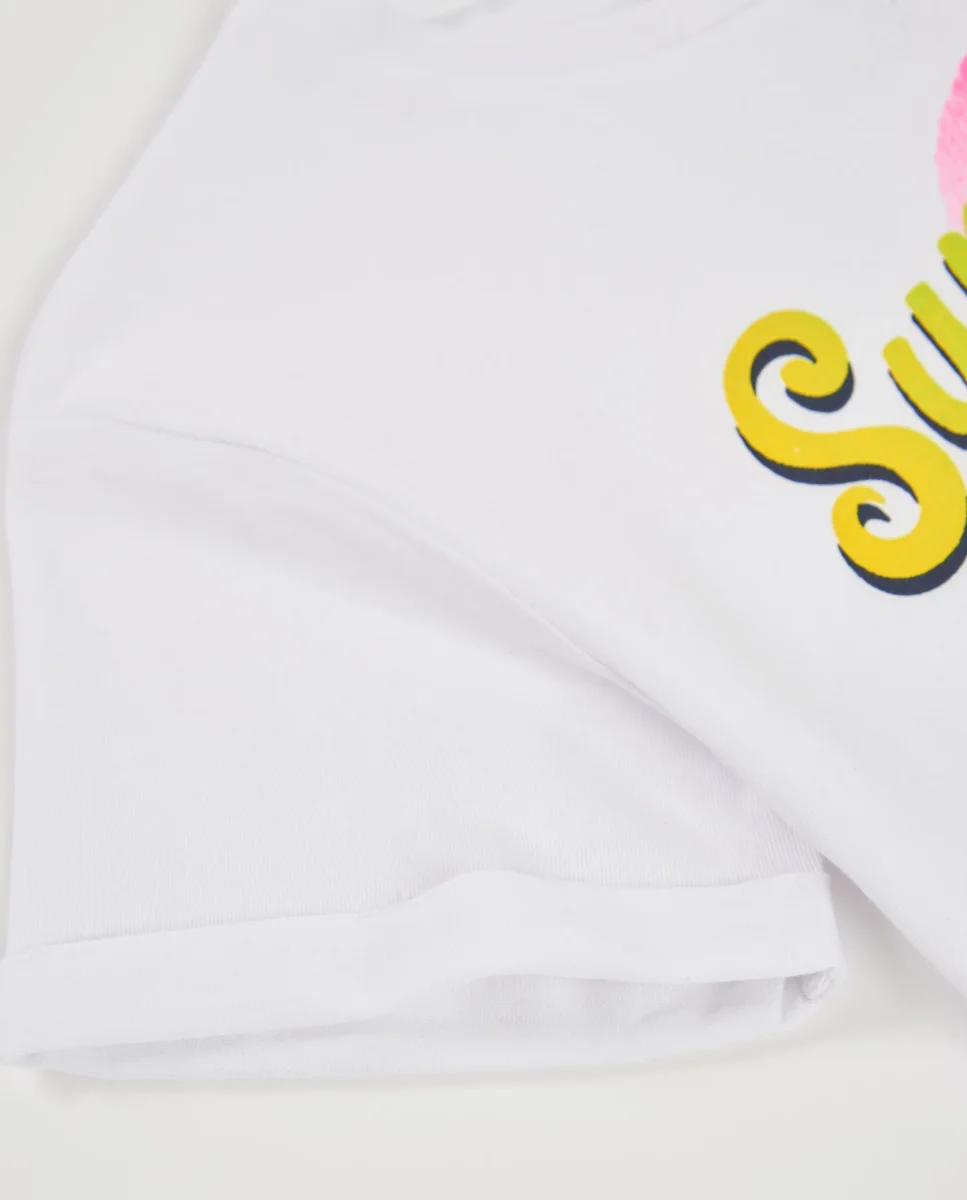 Camiseta de niña de punto con diseño tropical - Imagen 5