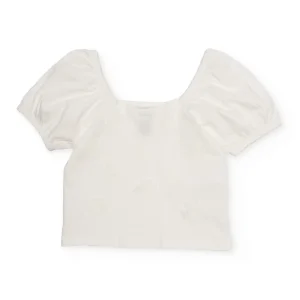 Camiseta de niña de punto con relieve floral