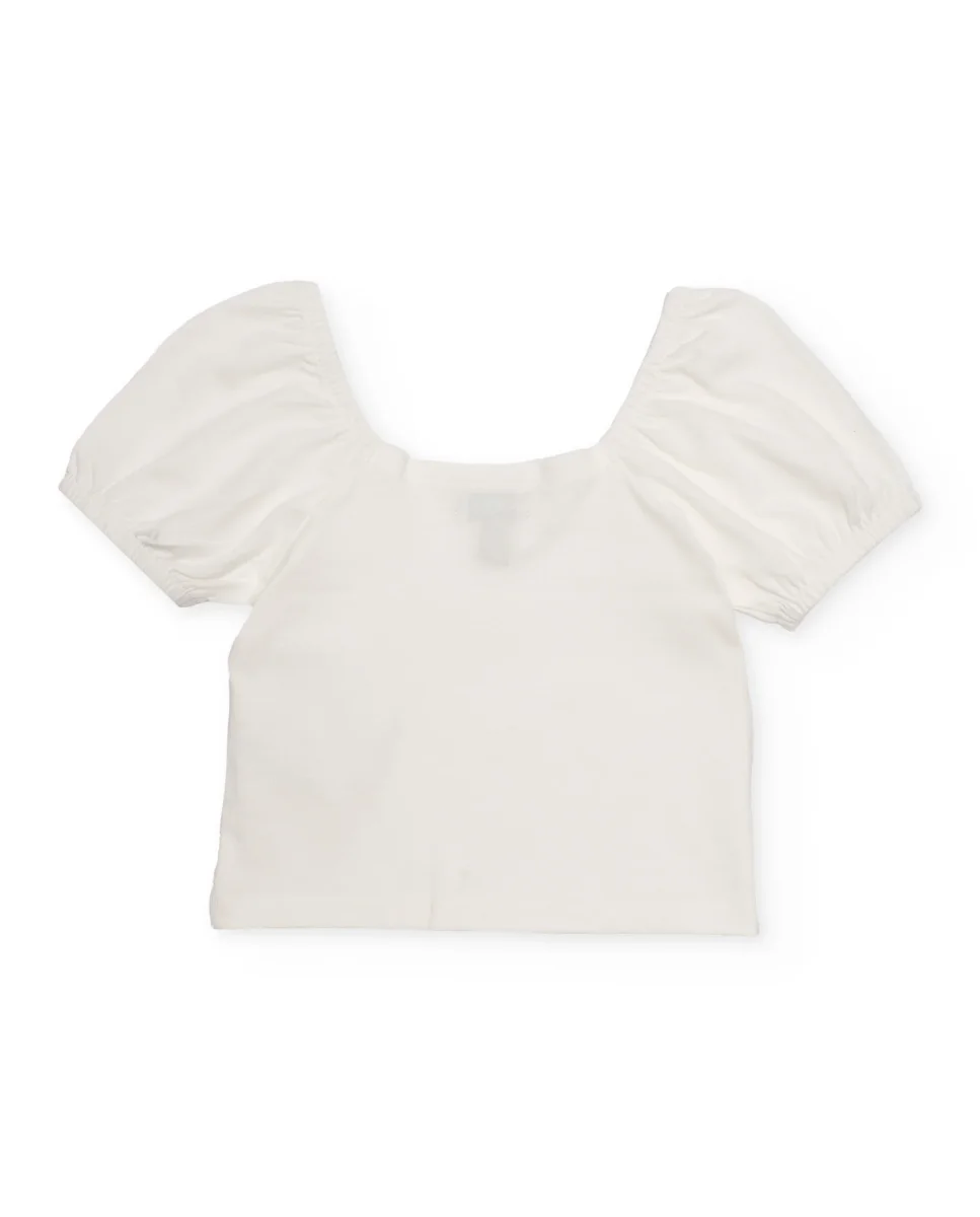 Camiseta de niña de punto con relieve floral - Imagen 3