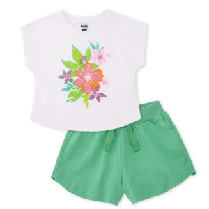 Conjunto de niña de punto con diseño floral