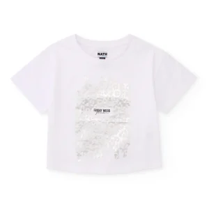 Camiseta de niña de punto con estampado metalizado