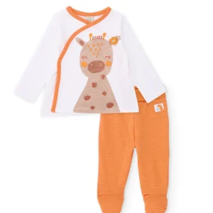 Conjunto de recién nacido de punto y estampado jirafa