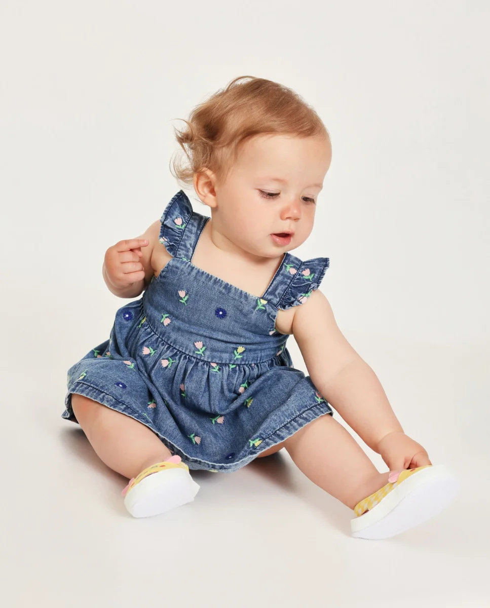 Vestido de recién nacido de plana en denim - Imagen 2