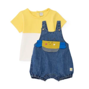 Conjunto de recién nacido de punto y bolsillo frontal