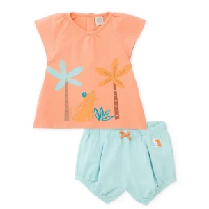 Conjunto de recién nacido de punto con estampado palmeras