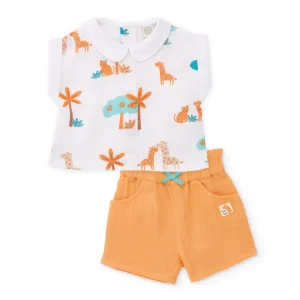 Conjunto de recién nacido de plana y estampado jirafas