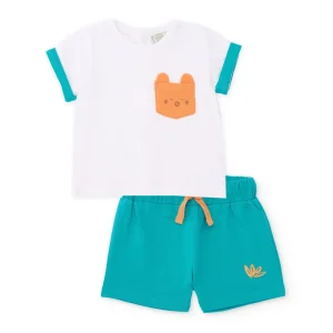 Conjunto de recién nacido de punto y bolsillo decorativo