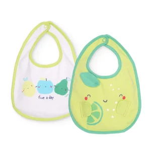 Pack de baberos de recién nacido de punto y estampado de frutas