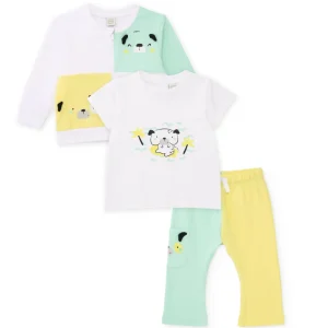 Conjunto de recién nacido de punto de tres piezas
