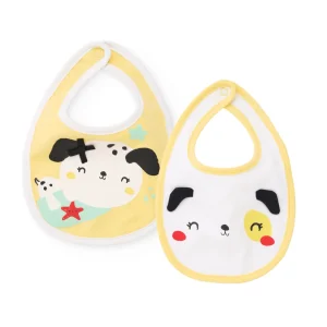 Conjunto de baberos de recién nacido de punto y diseño de perritos