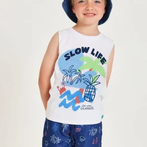 Camiseta de niño de punto y tirantes